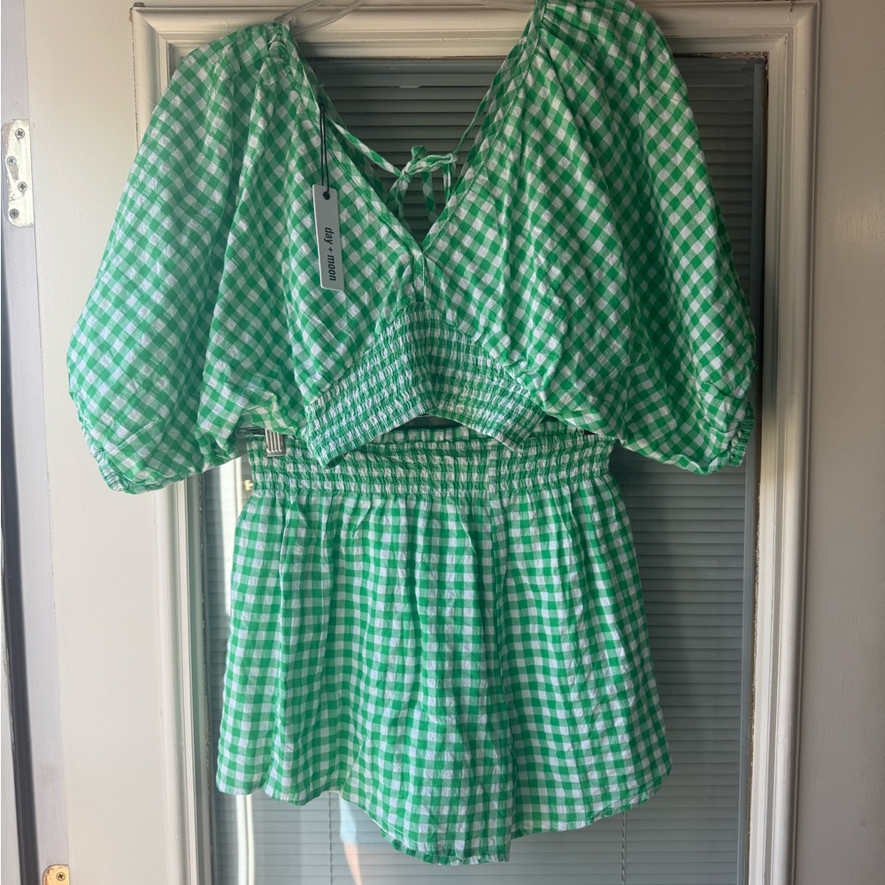Green Gingham Two-Piece Set from Day + Moon